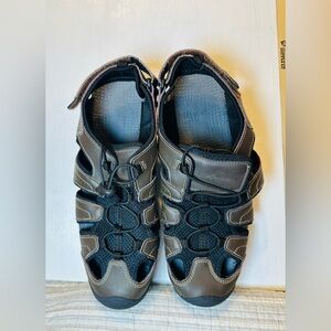 Eddie Bauer Stewart Men’s Sz12M Hiking Sport Sandals Brown Leather Trail Outdoor